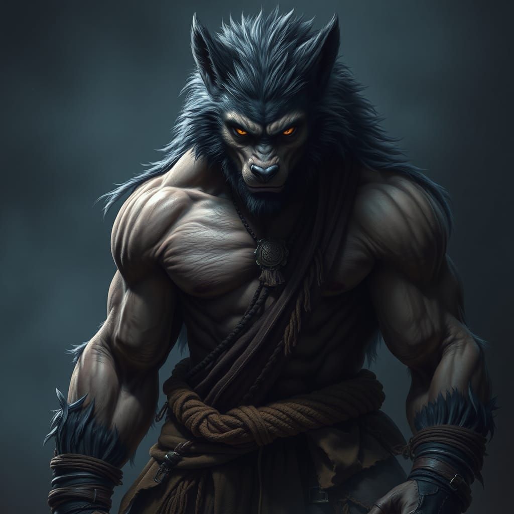 Handsome Werewolf in Rags, Fantasy Concept Art