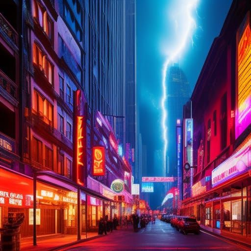 Neon Cat: Epic Digital Matte Painting