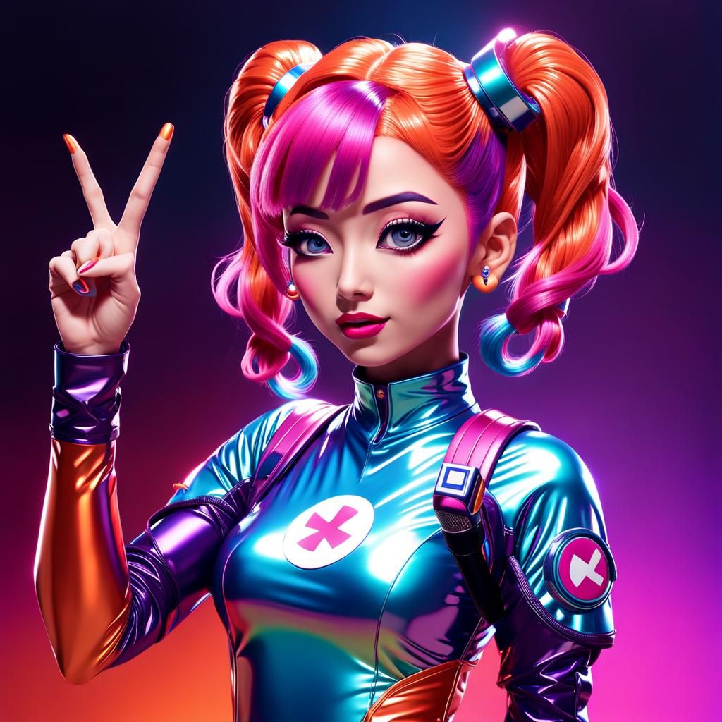 Pixar-Style Japanese Pop Star in Space