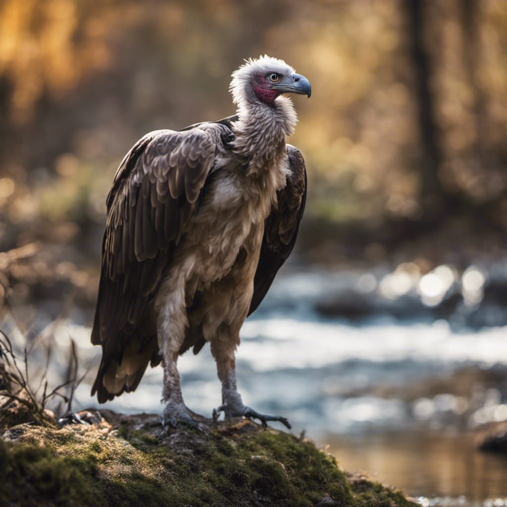 Vulture by Forest Stream: Professional Photography
