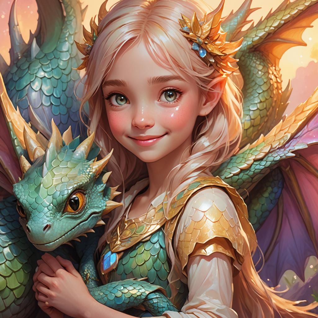 Girl and Dragon: Whimsical Concept Art Portrait