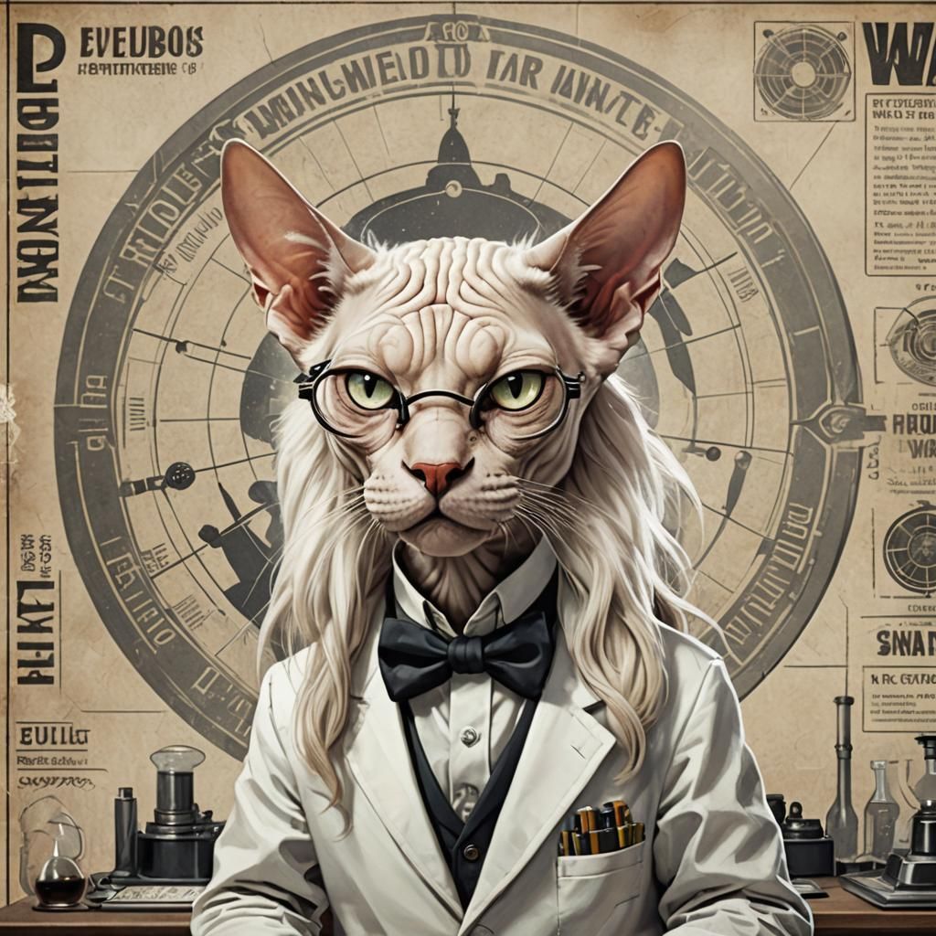 Professor Cat Scientist Wanted Poster