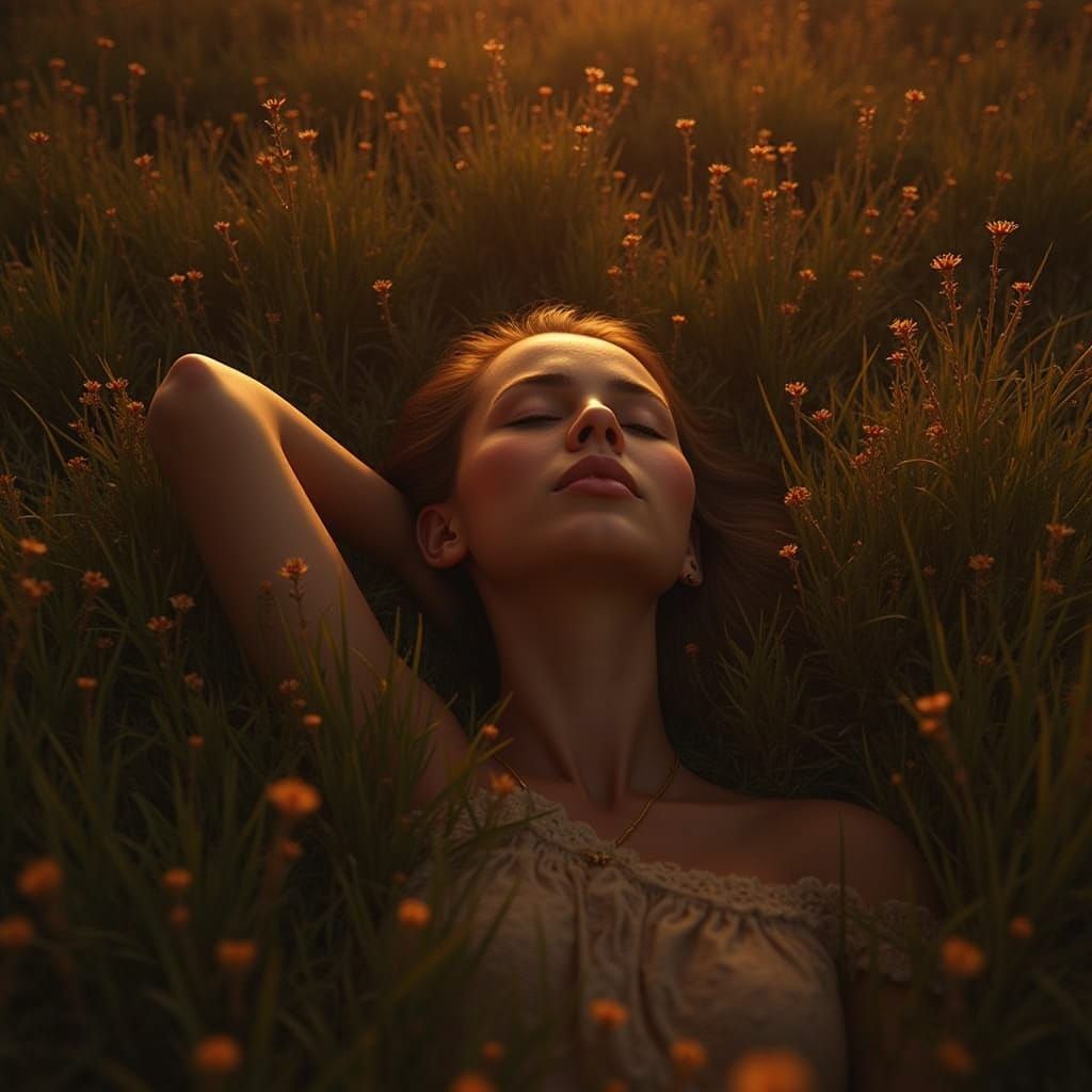 Golden Sun Basking in a Lazy Water Meadow