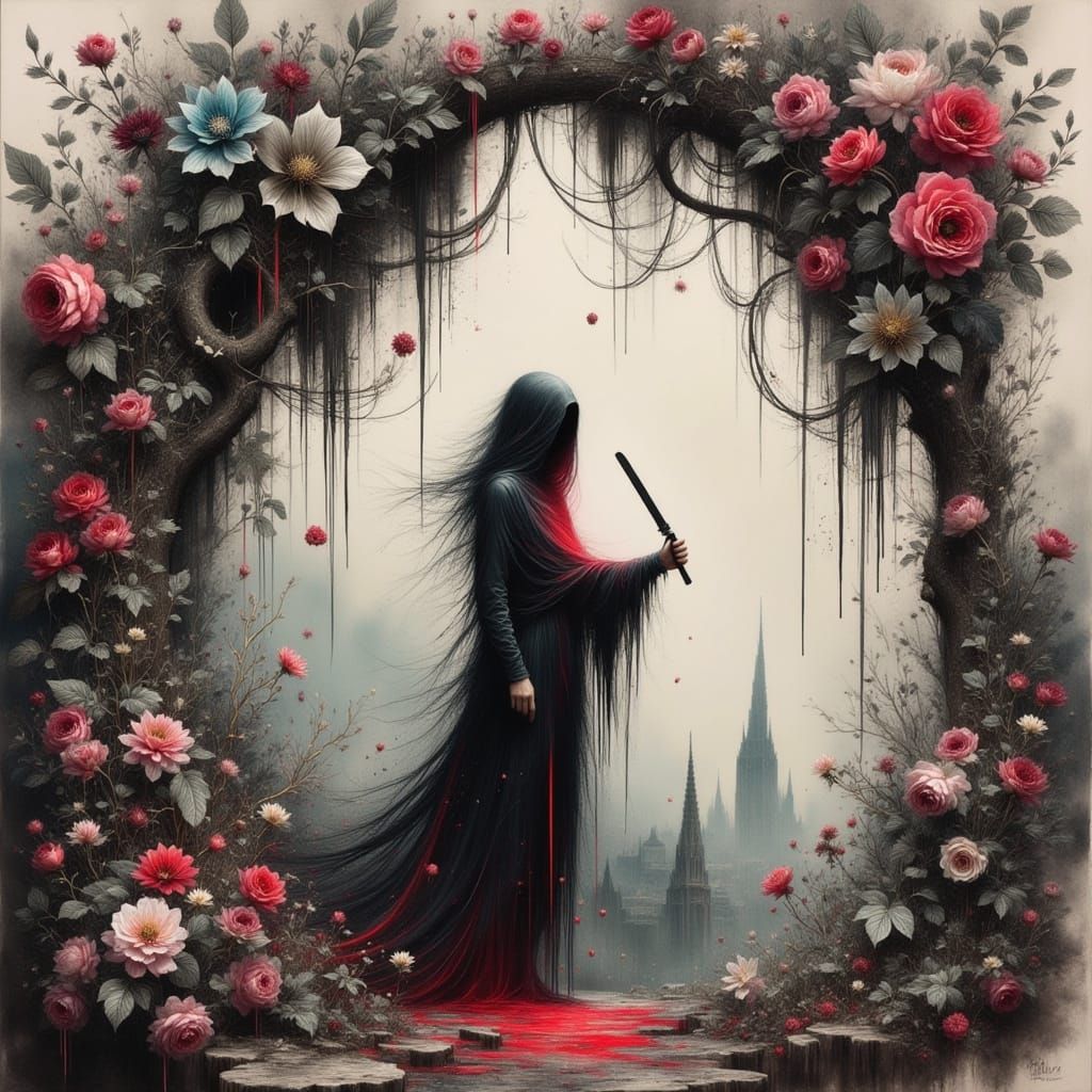 Gothic Romance in a Dimly Lit, Velvety-Red Atmosphere