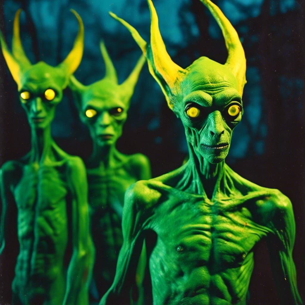 Green Alien Humanoids Invade Kentucky: Fauvist Portrait