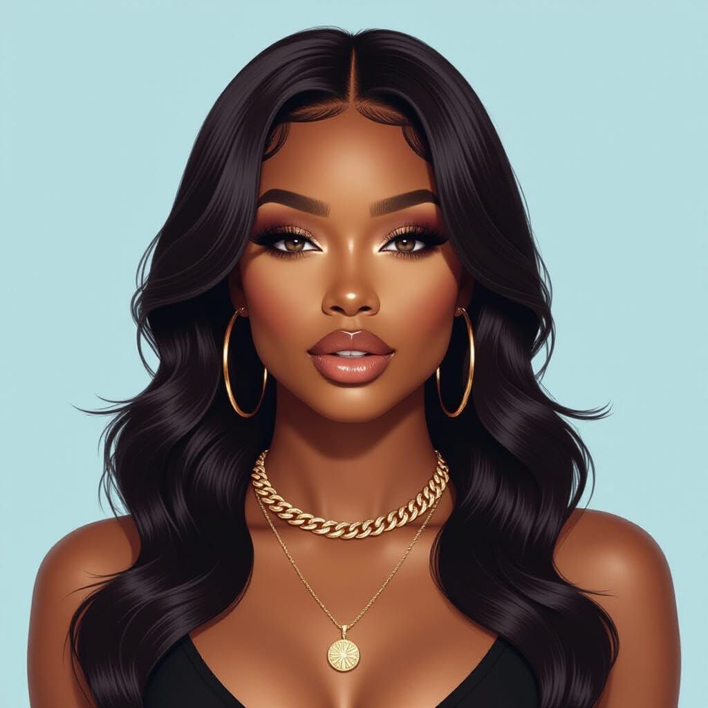 Beautiful Black Woman Zariah Elise Lior with Wet Waves