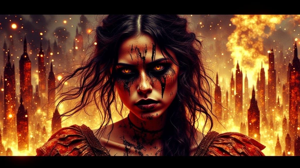 Cassandra's Despair Before Burning Troy - Hyperrealistic Spl...