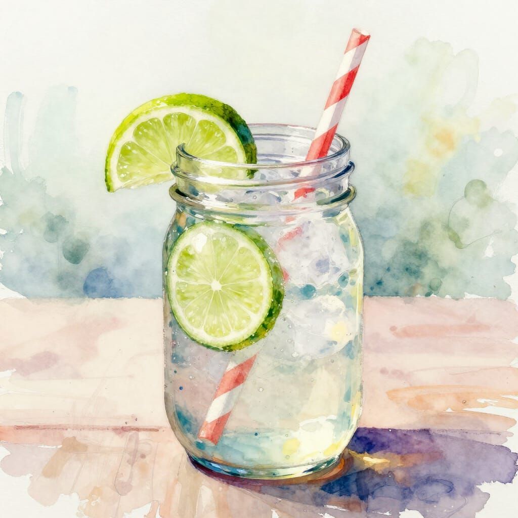 Refreshing Seltzer in Watercolor Style