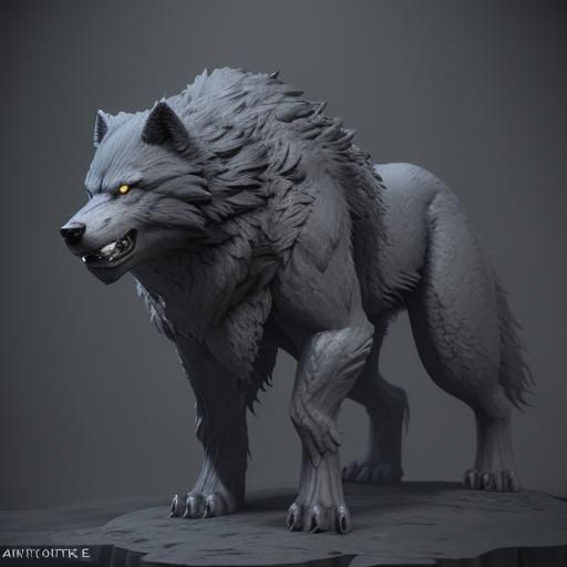 Realistic Dire Wolf 3D Rendering