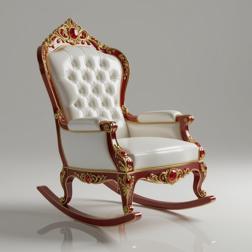 Luxurious Diamond Ruby Rocking Chair in Ornate Style