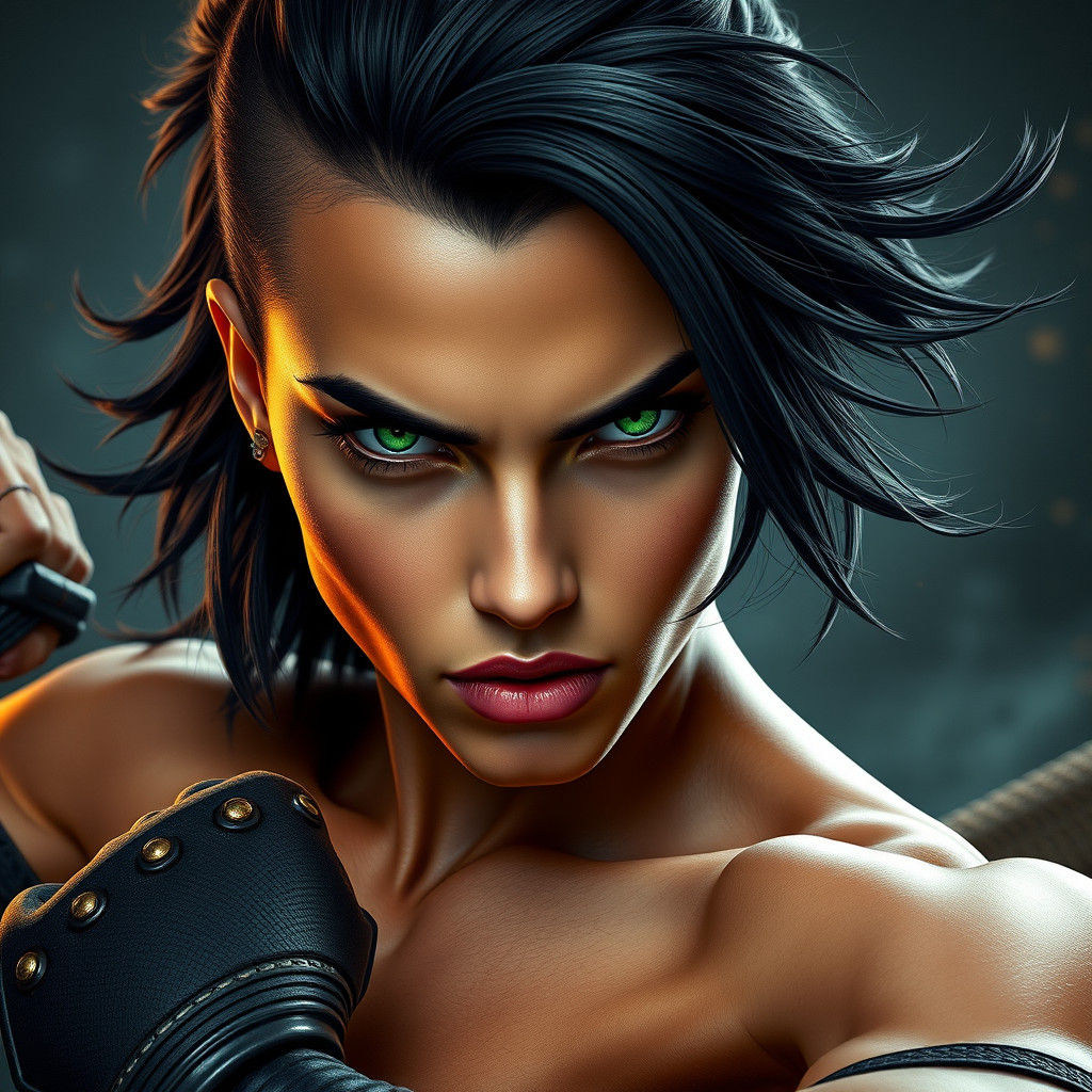 Fierce Woman Warrior in Matte Painting Style