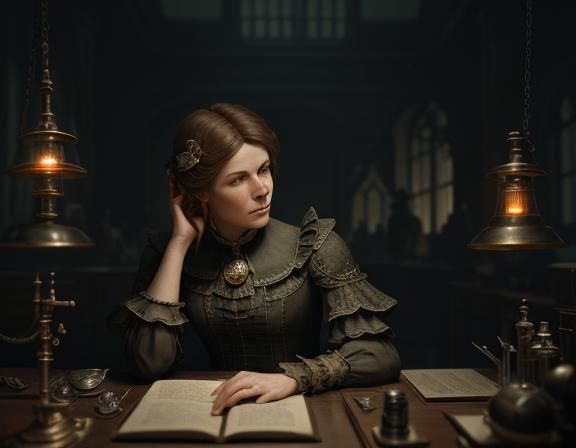 Victorian Anatomist in Laboratory: Science Fantasy Art