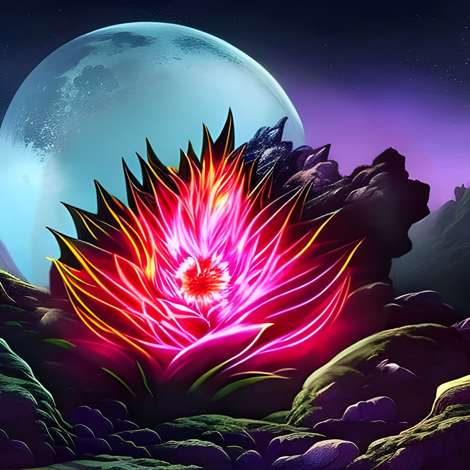 Giant Crystalline Flower of Flaming Petals