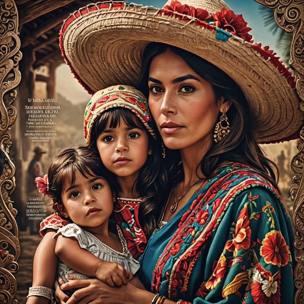Telenovela Magazine Cover: Woman and Child in Sombrero