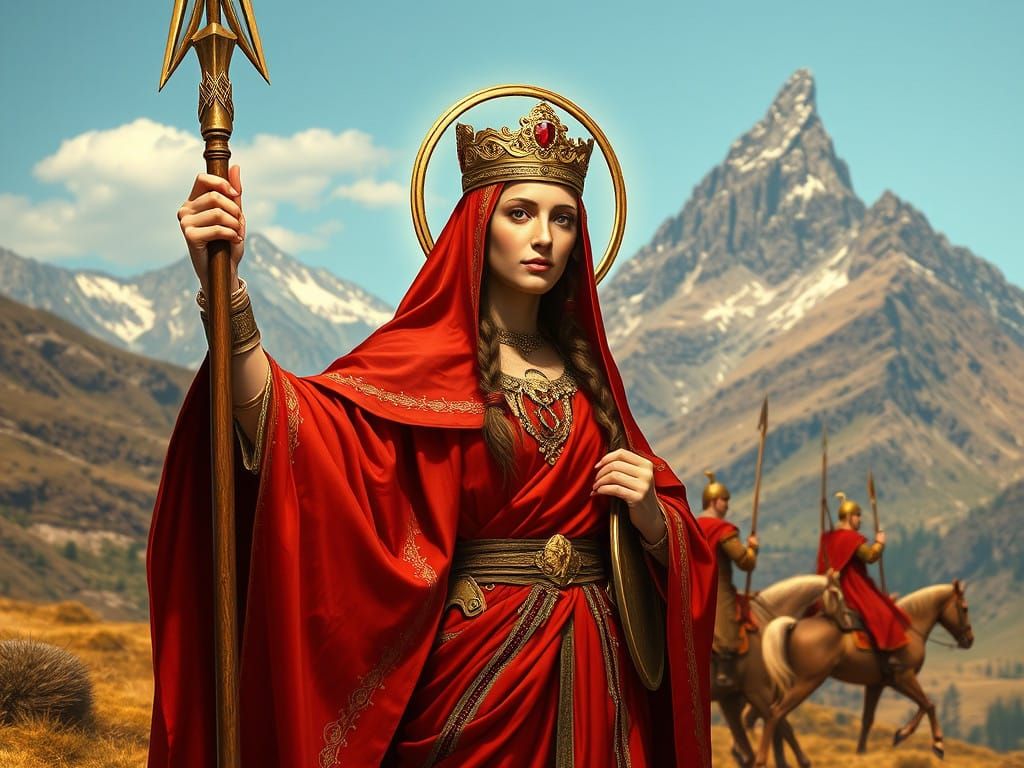 Empress Saint Tamar of Georgia in Majestic Landscape