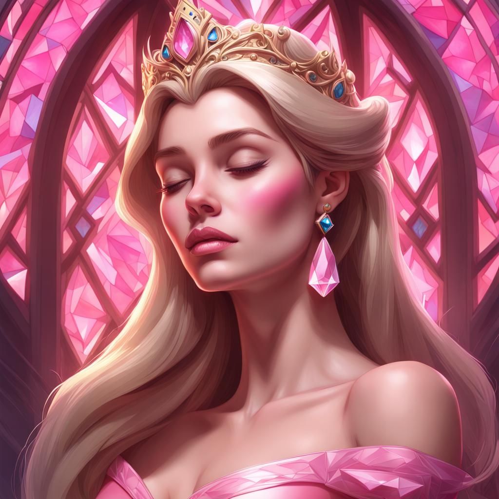 Sleeping Beauty Portrait with Pink Diamond Jewelry