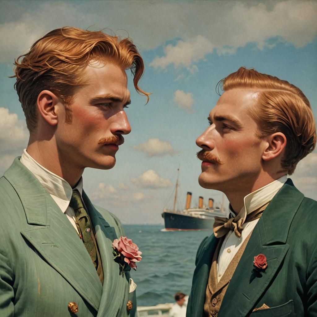 Handsome 1910 men in love