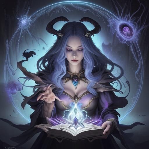 Whimsical Sorceress Weaving Spells in Fantasy Realm