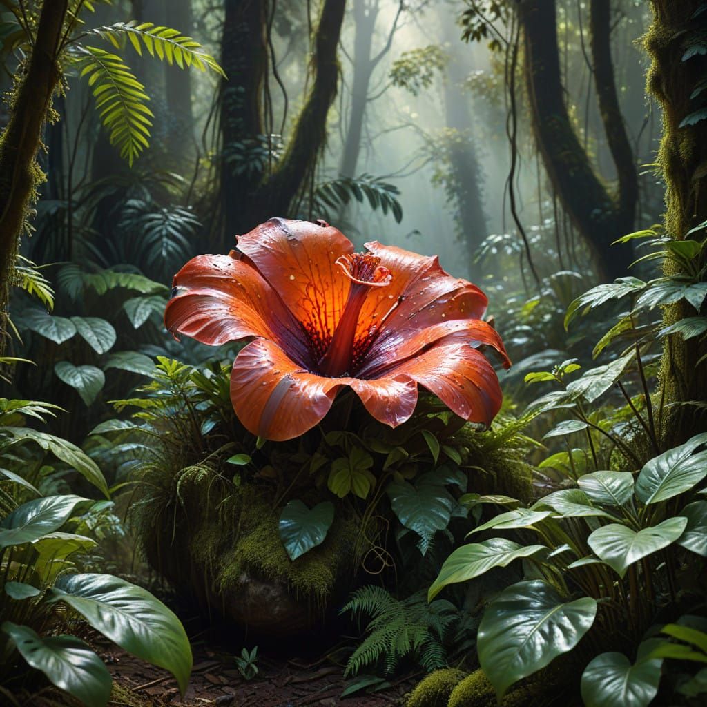 Surreal Rafflesia Flower Blooms in Tropical Paradise