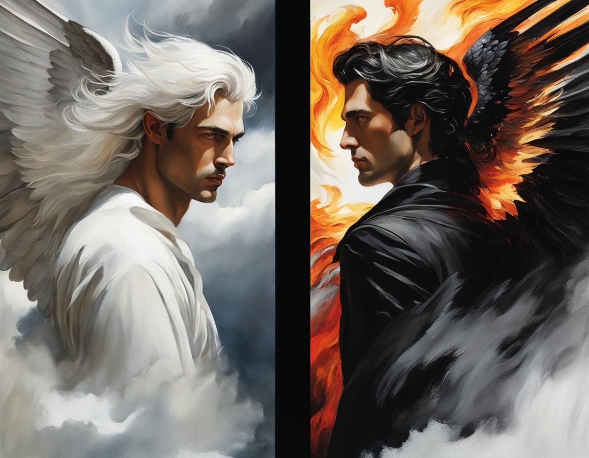 Angels of Light and Darkness in Digital Painting