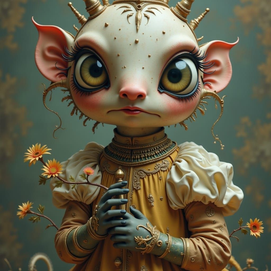 Baroque Queen Portrait in Whimsical Flux