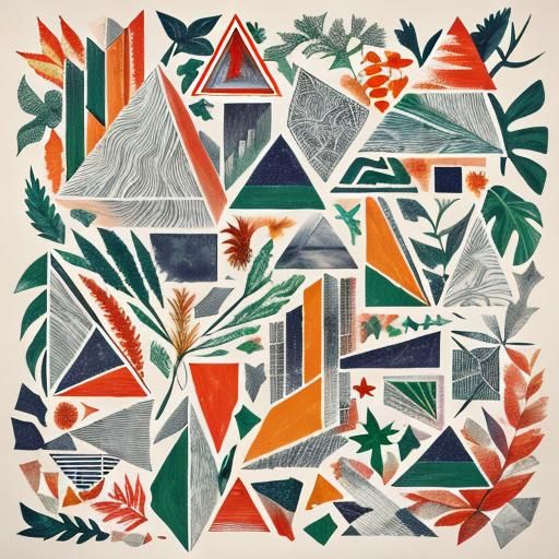 Geometric Botanical Shapes: Abstract White Leaf Design