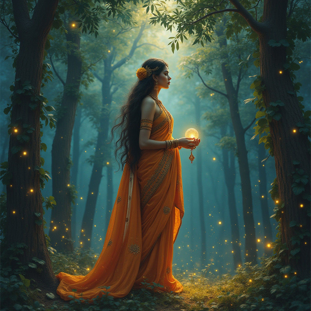 Celestial Maiden in Lush Forest