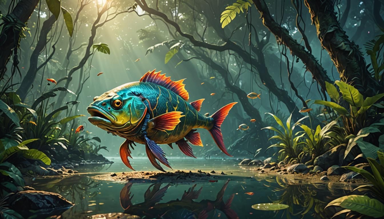 First Fish Walks on Earth in Prehistoric Jungle