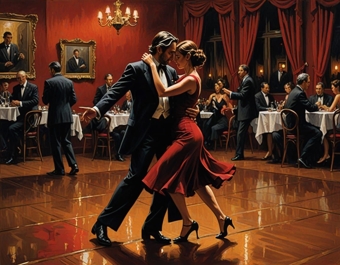 Tango Couples Dance in Intimate Buenos Aires Milonga Setting