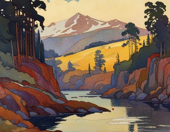 Dreamy Sunset Landscape in Vibrant Colors