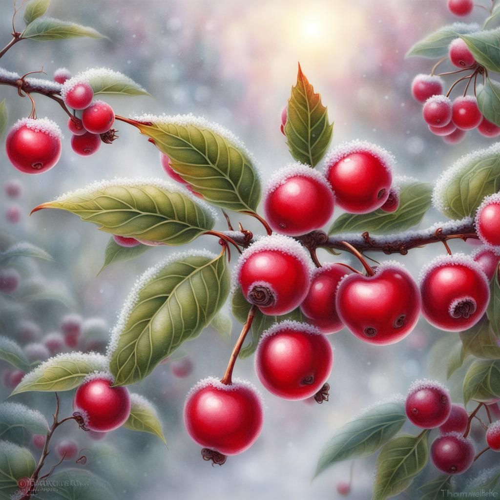 Winterberry Plant in Ethereal Fantasy Style
