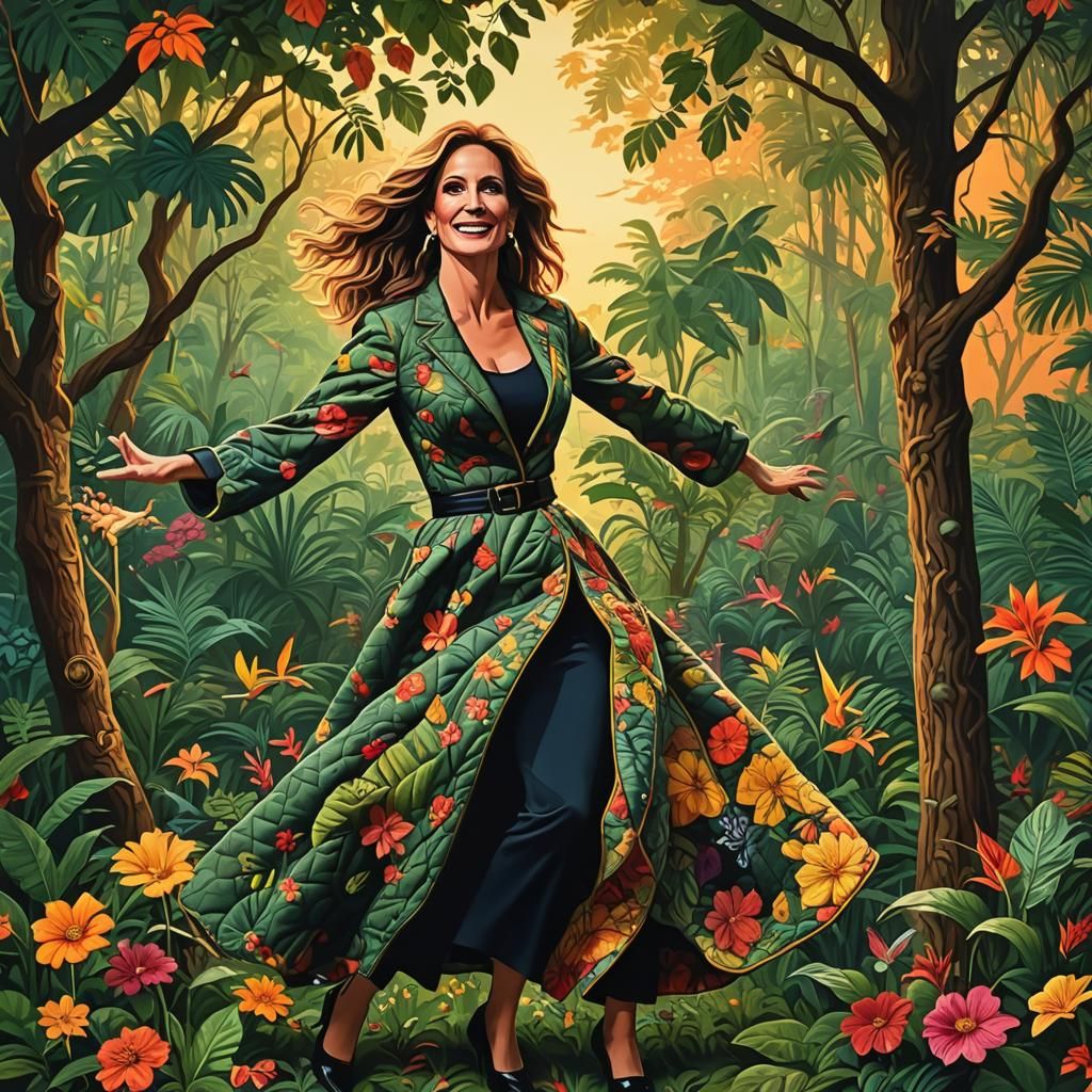 Julia Roberts Dances with Tree: Hyperrealistic Double Exposu...