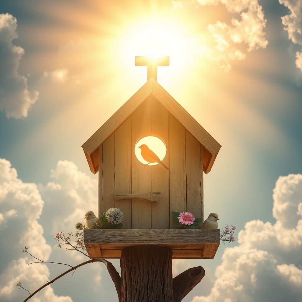 Divine Birdhouse in Heavenly Sunshine
