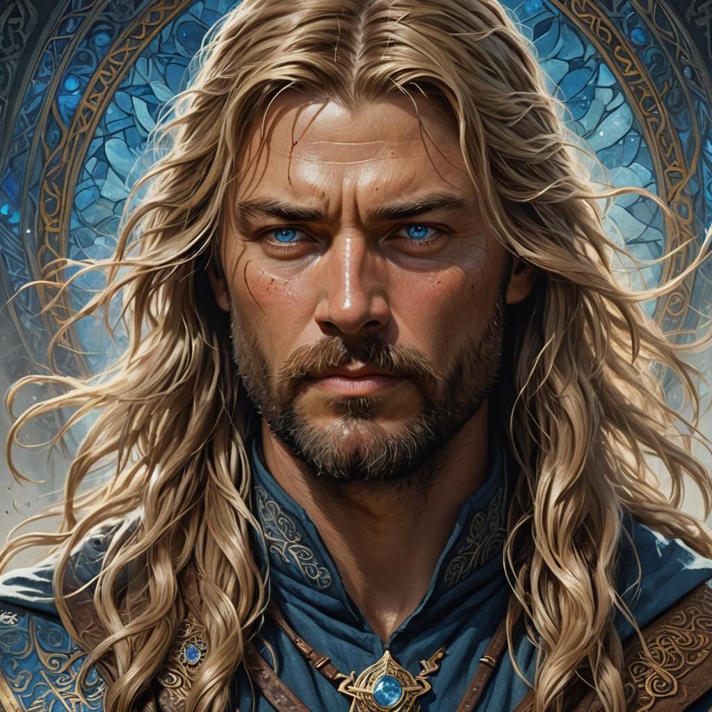 Detailed Portrait of Blond Man in Dynamic Lighting