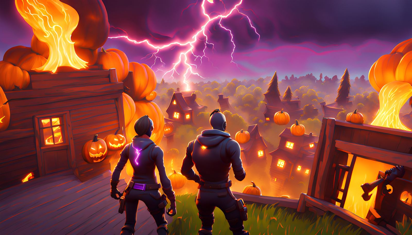 Fortnite, Halloween, Powerfully Glowing Fire and Lightning S...