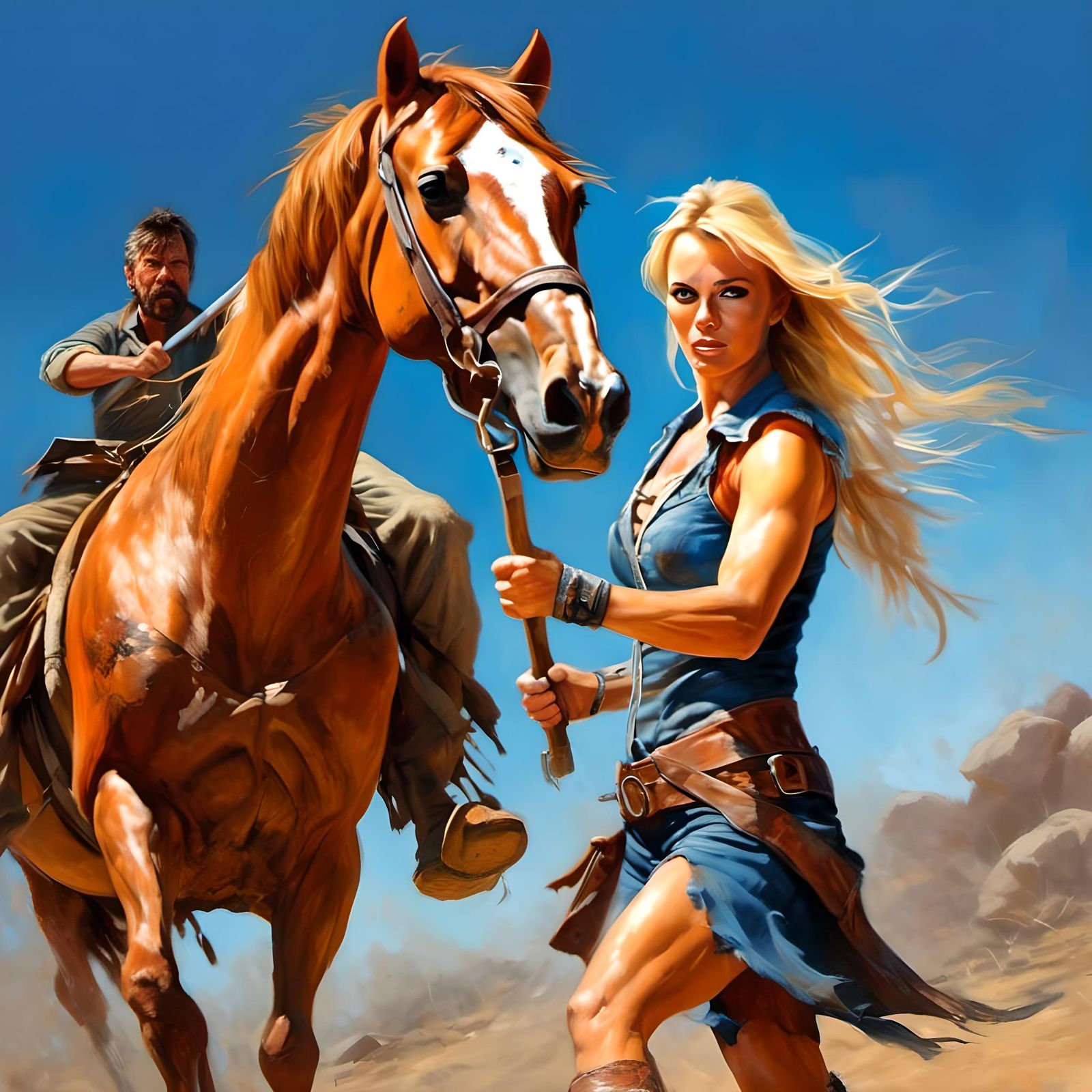 Photorealistic Mud Fight: Britney Spears vs. Chuck Norris