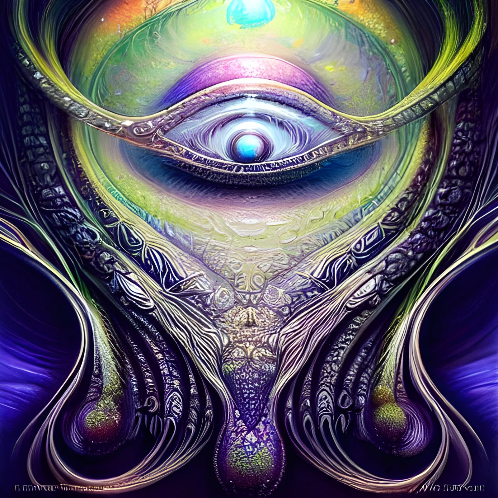 Psychedelic Fractal Water Droplet in Digital Painting Style