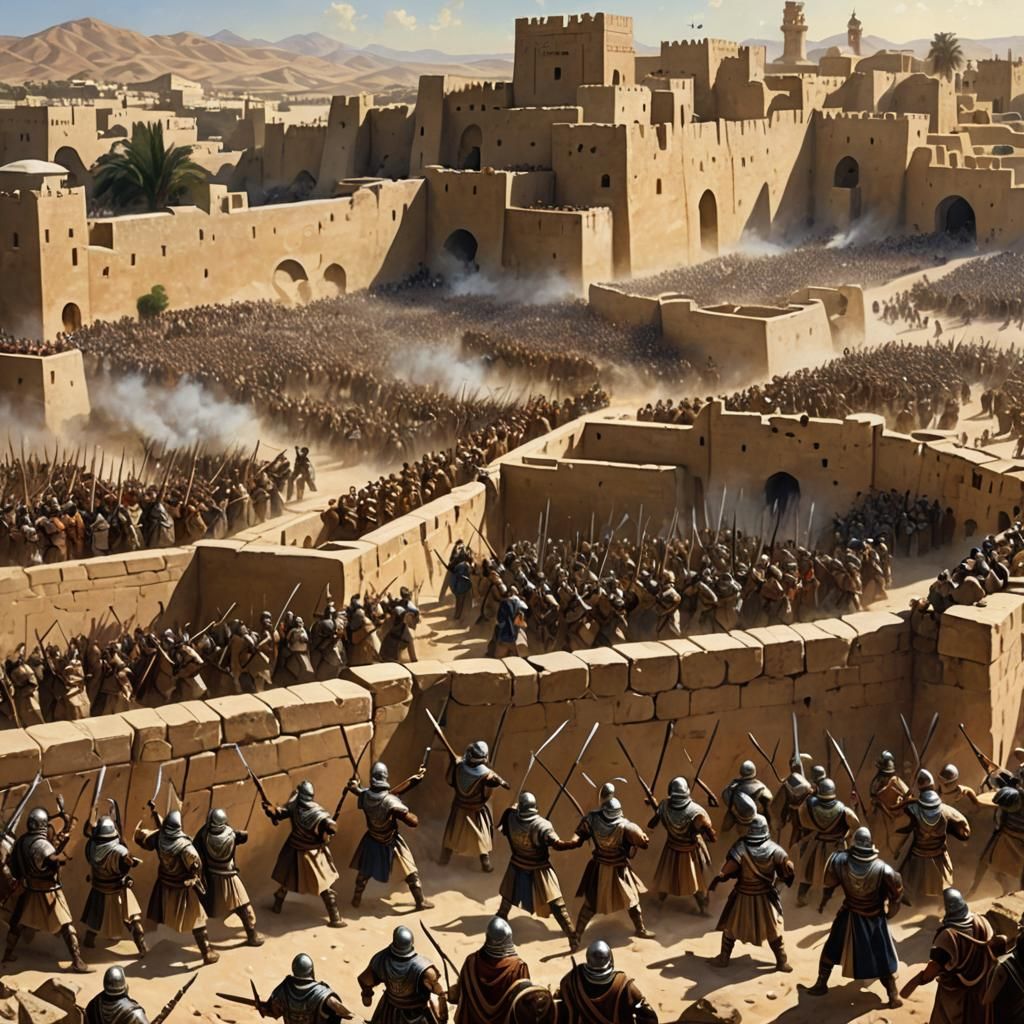 Jericho's Walls Fall: Israelites Triumph Amidst Dust
