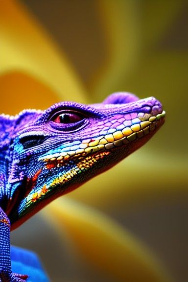 Colorful Lizard Portrait in Hyperdetailed 8k