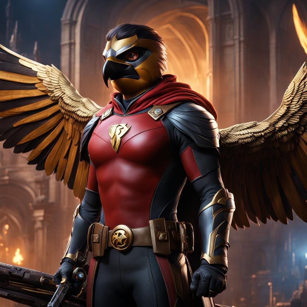 Falcon-Themed DC Robin: Detailed Matte Painting