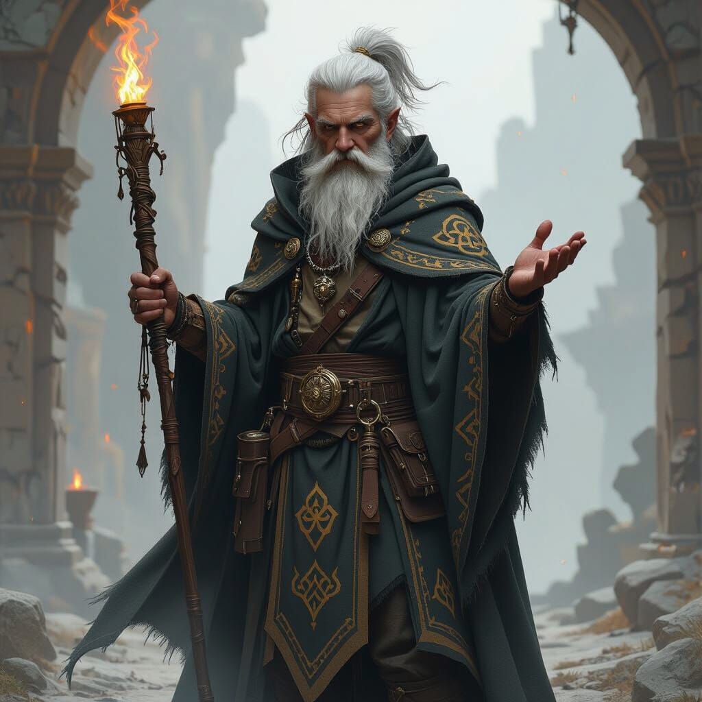 Mountain Dwarf Clan Keeper in Dark Fantasy Style