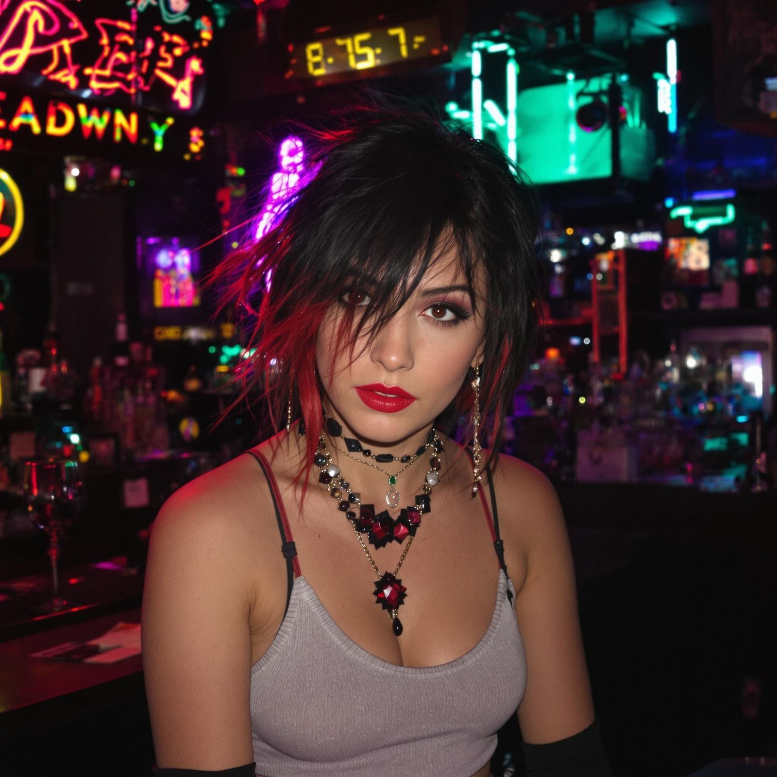 Cyberpunk Bar Portrait of Mysterious Artist