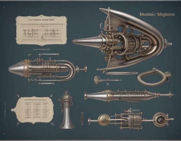Steampunk Musical Megaphone Engine Blueprint