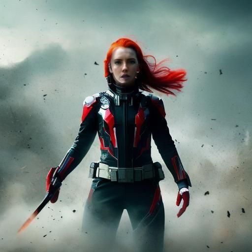 Sci-Fi Woman in Battle Damaged Uniform