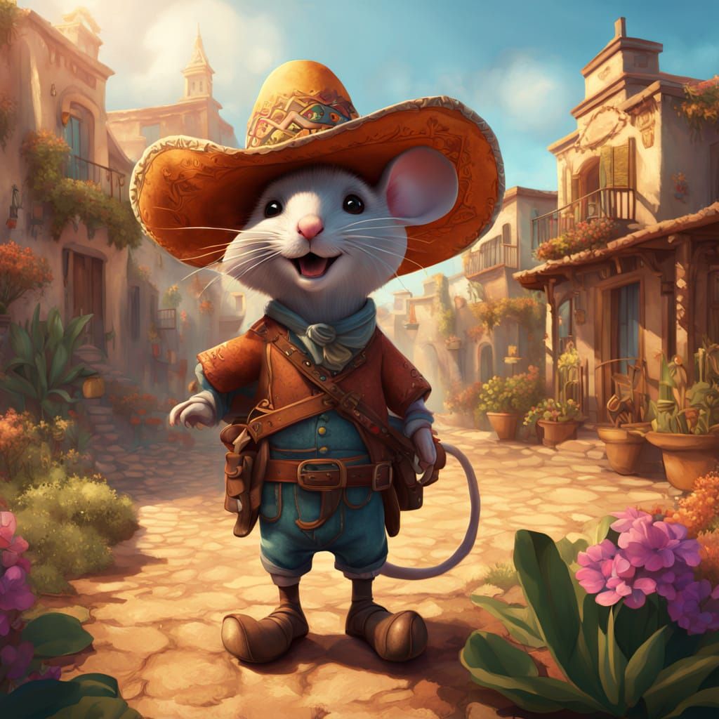 Mouse Bandit in Sombrero: Children's Book Illustration