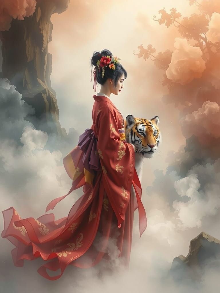 Mystical Geisha in Enchanted Fog
