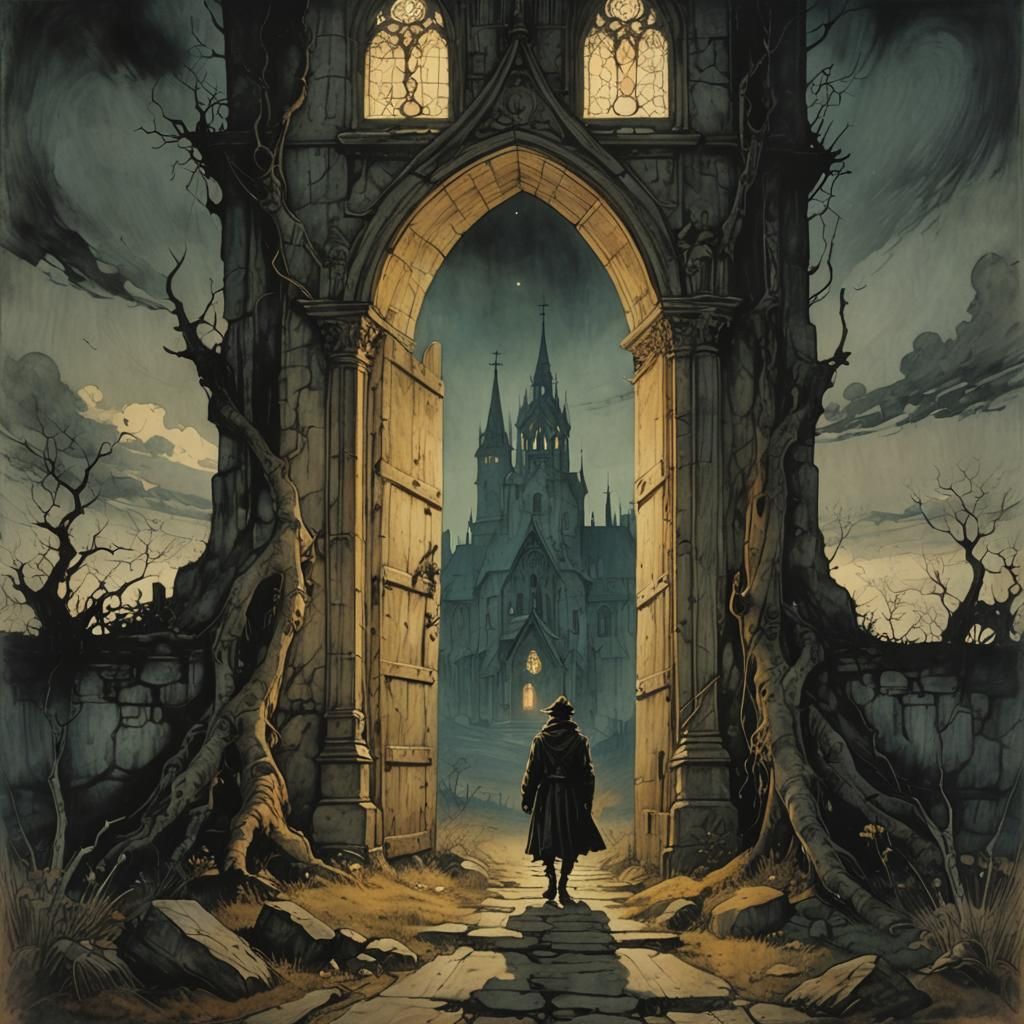 Haunted Church Illustration in Cartoon Style