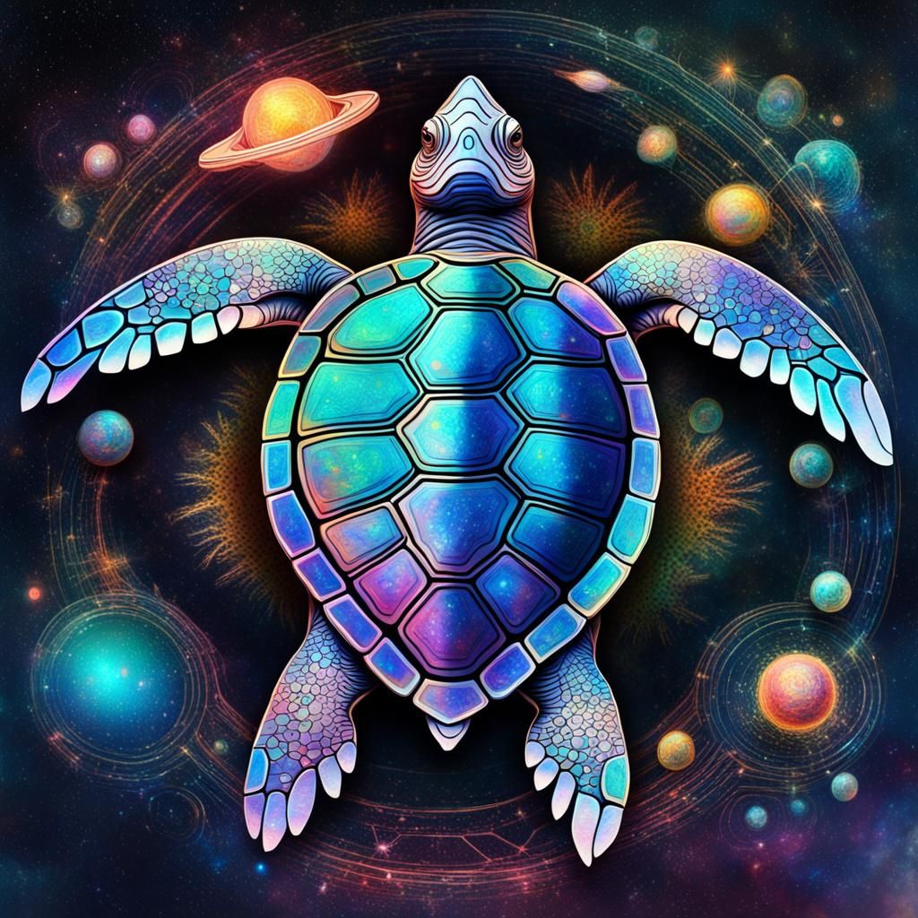 Holographic Cosmic Turtle Illustration