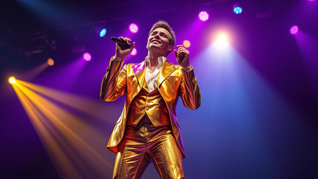 Golden Suited Singer: Dark Fantasy Concept Art