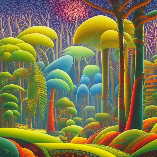 Lush Rainforest Scene with Intricate Details